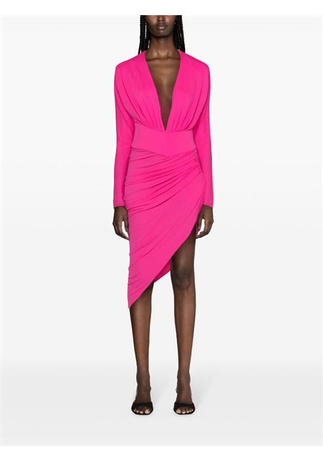 Pink V-neck ruched dress - women ALEXANDRE VAUTHIER | 234DR2001PNK